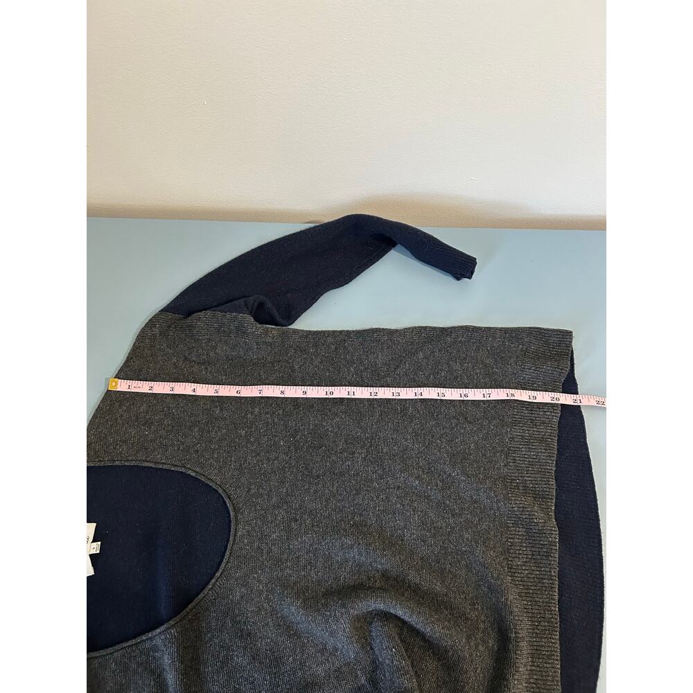 Madewell two tone knit sweater size S blue grey v neck merino wool blend - Picture 7 of 7